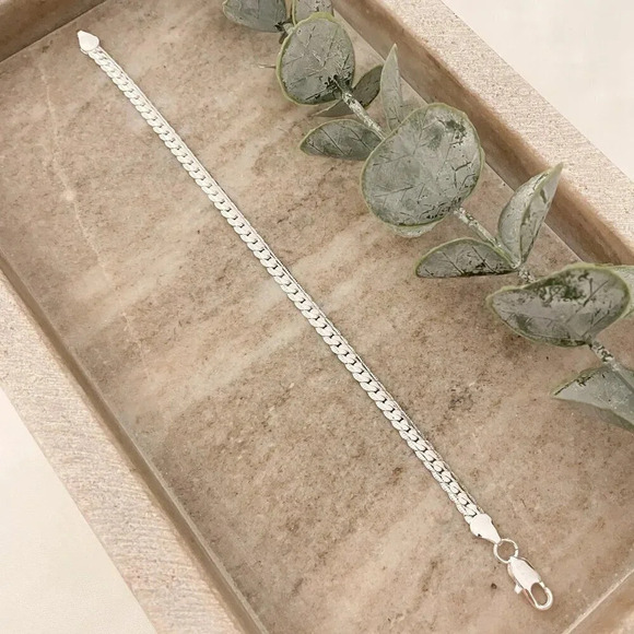 925 Sterling Silver Flat Snake Chain Bracelet Dainty Snakechain Link Bracelet - Picture 2 of 7